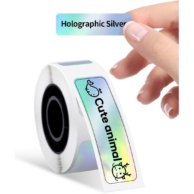 D30 Labels - D30 Thermal Self-Adhesive Label, 3/8"× 1 1/2" (12mm×40mm), 100 Labels/Roll, Compatible with Phomemo D30 Label Maker, Holographic