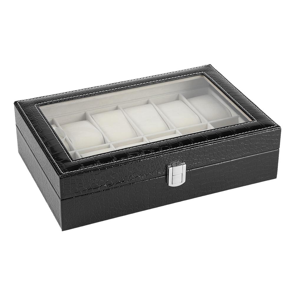 12 Weiche Kissen Uhrenbox Schmuck Auslage Aufbewahrungs Organizer Box Koffer Schwarz