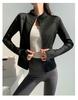 Women's Autumn/Winter Fleece Yoga Jacket - Zipper, Long Sleeve, Slim Fit for Running, Cycling, Fitness