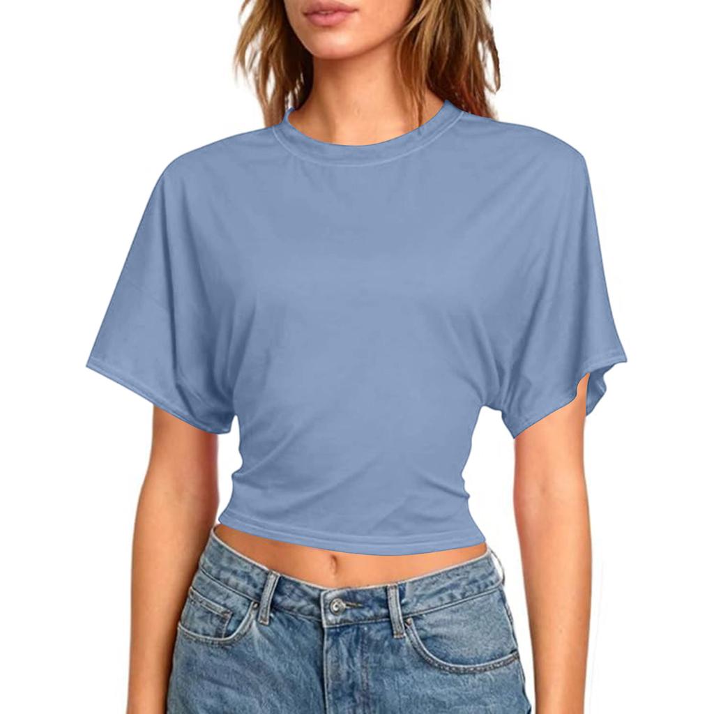 Dámské krátkorukávé crop topy na cvičení Sexy košile bez zad