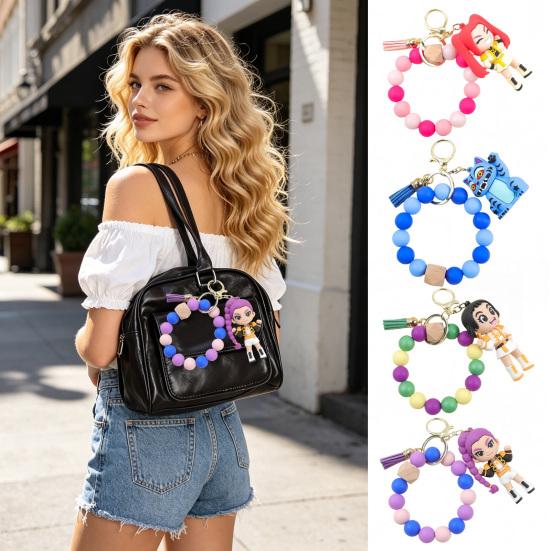 Keychain Pendant Anime Doll Charm Beads Bracelet Key Chain Party Favor Keyring Bag Charm Backpack Accessory