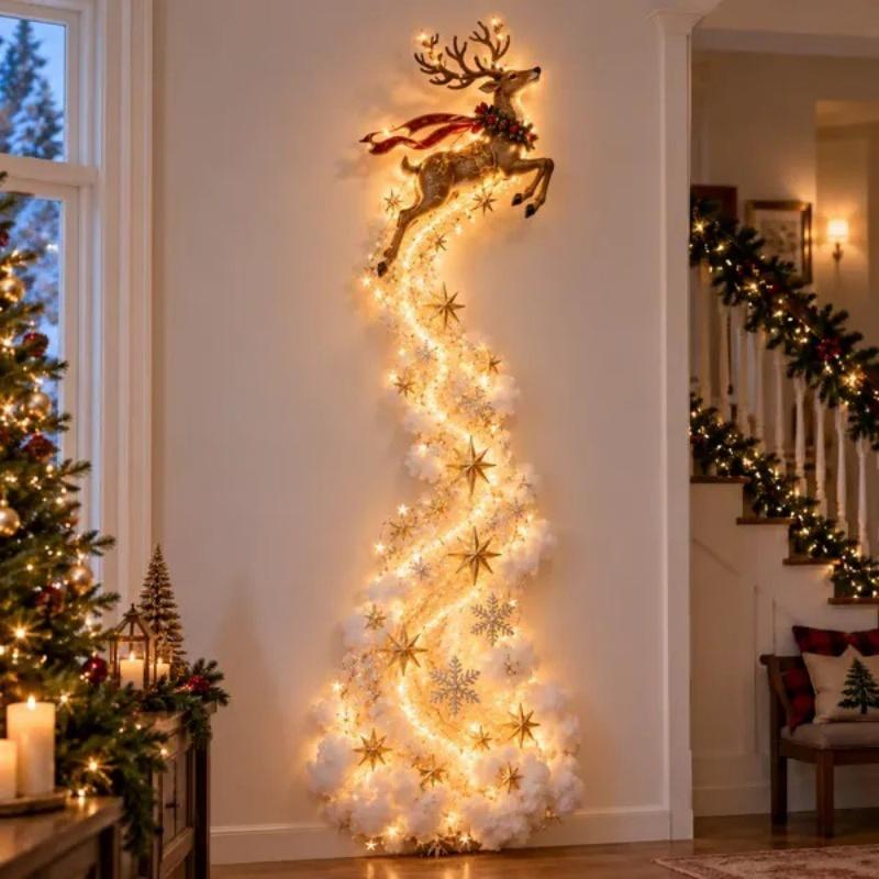 Neue Weihnachtsmagie-Pfad-Wandleuchte - LED Leuchtende Weihnachtsdekorationen 2026 Weihnachtsmann Zug Rentier Geschenk Weihnachten Partyzubehör