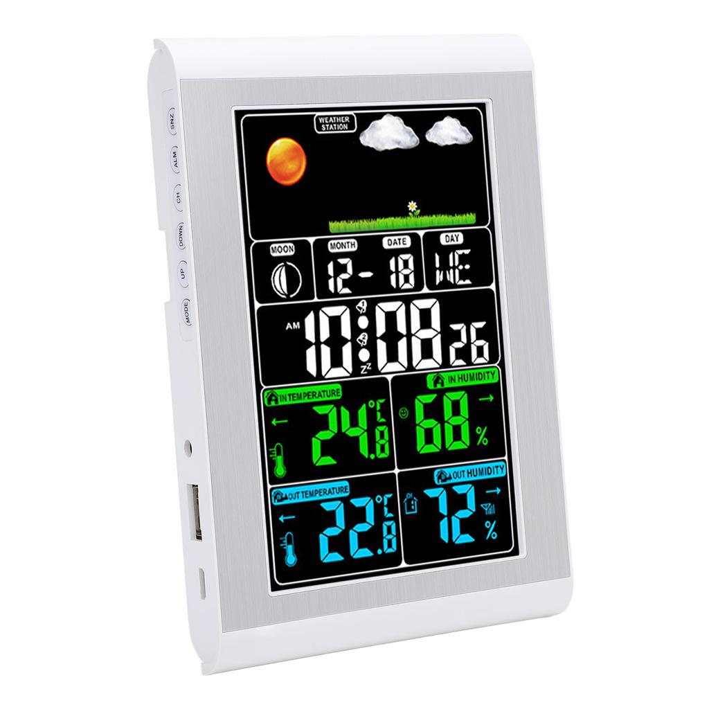 Weather Clock Wall Digital Display Garden Monitoring Indoor Outdoor Temperature Humidity Meter