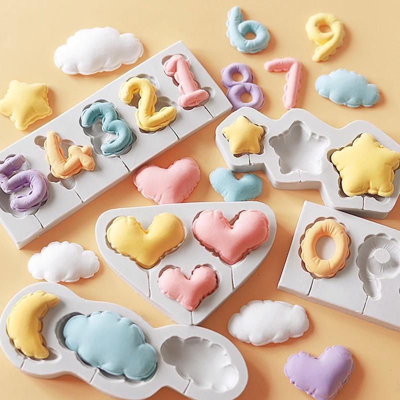 Number Lollipop Silicone Sugarcraft Mold Heart Star Cloud Fondant Chocolate Molds Resin Tools Mousses Cupcake Decorating Tools