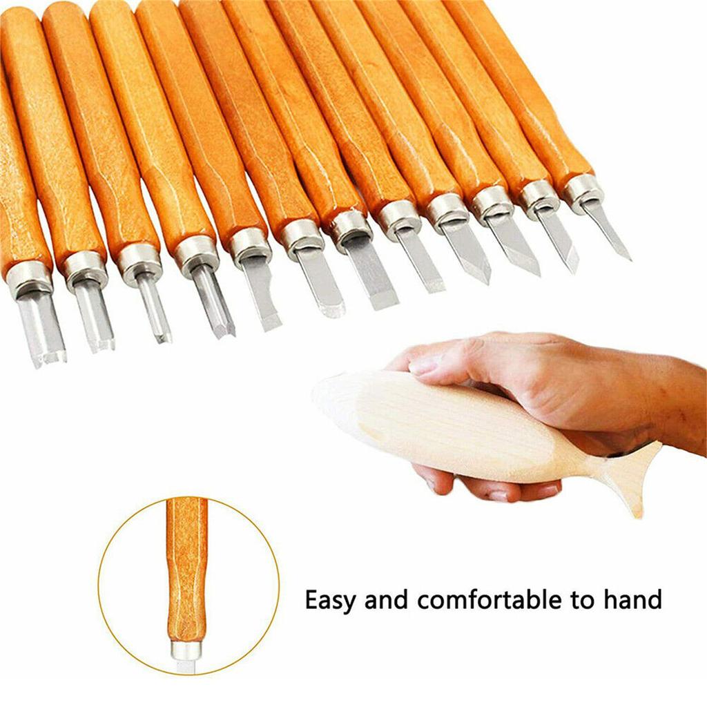 12pcs Wood Carving  Set For Woodworking Wood Carving Knife Set Hand Tool Kit For Carpenter Craftsman Gifts