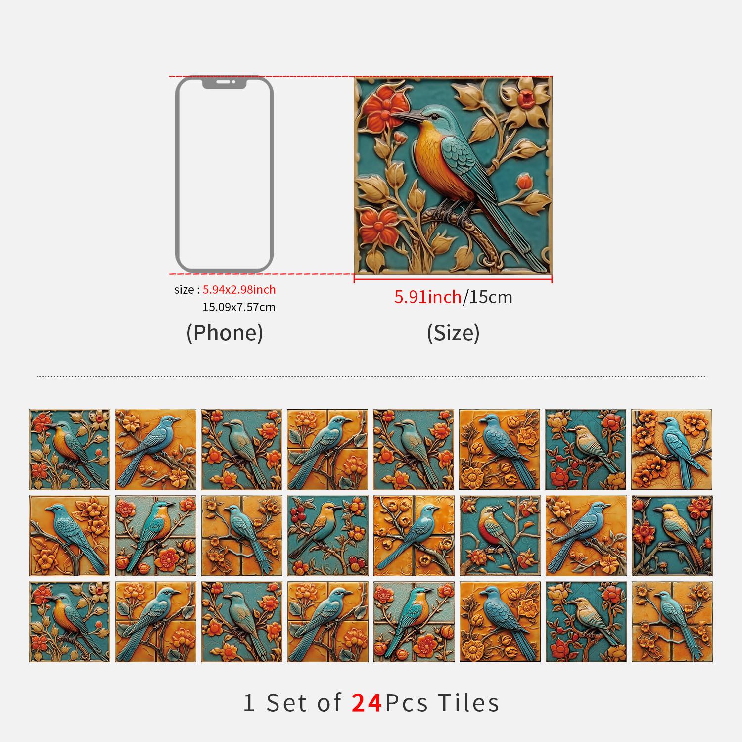 

24 шт./компл. мексиканская плитка на фартук, наклейки на стену для кухни и ванной комнаты, утолщенные водонепроницаемые и съемные самоклеящиеся обои 15*15cm 24Pcs