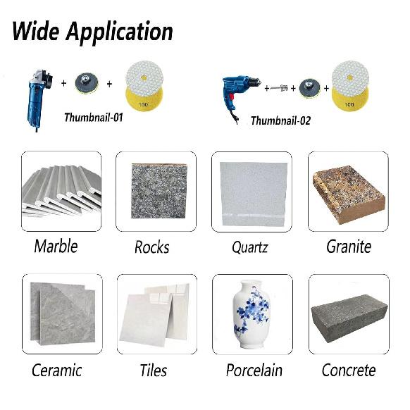16 Packs Dry Diamond Polishing Pads Set, 4 Inch Dry/Wet Granite Bufffing Pad for Marble Quartz Concrete Stone Tiles - High Temperature Resistance