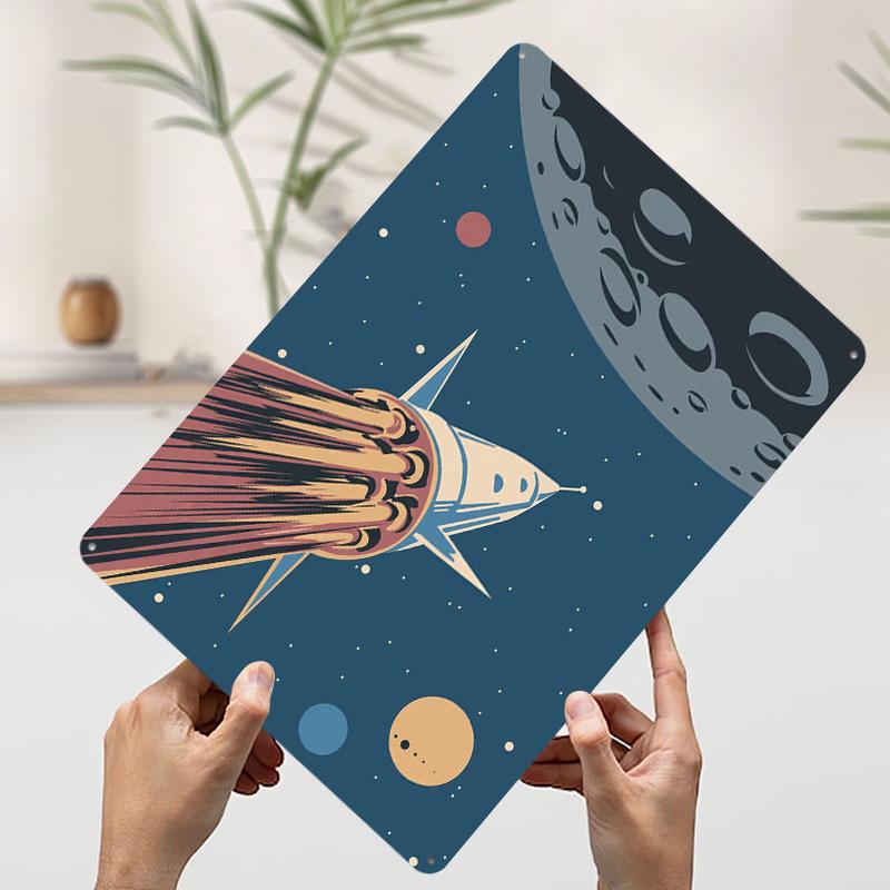 

Retro Rocket Launch Poster Customized Wall Art Vintage Metal Signs Retro Tin Plaque for Man Cave Decoration Room Bathroom Decor 7.9x11.8In(20x30cm)