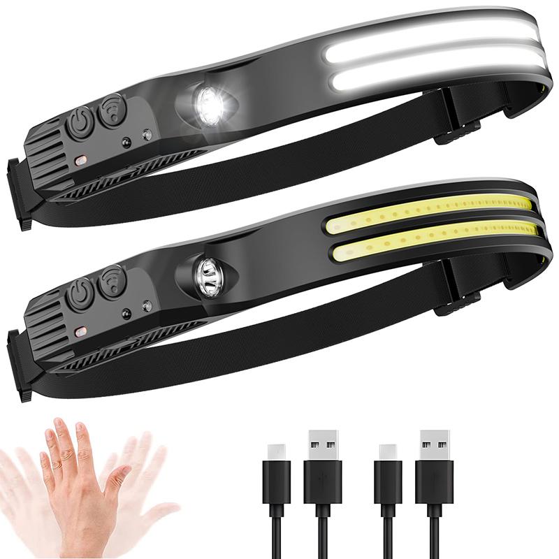 COB LED čelovka Indukční čelovka Vestavěná baterie USB dobíjecí hlavová svítilna Venkovní kemping Rybářské čidlo Přední světlo
