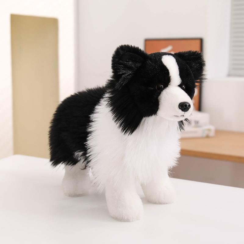 Süßes Simuliertes Border Collie Hund Plüschtier Stofftier Sitzend Stehend Liegend Tier Welpenpuppe Begleiter Plüschtier Geschenk 29cm black