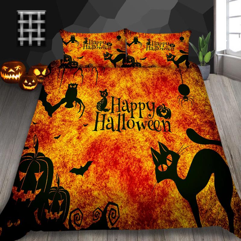 Halloween Decorative Quilt Cover Pillowcase Two Or Three-Piece Set Polyester 3D Digital Printing