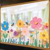 Cartoon Colorful Bee Flower Window Sticker Kids Room Kindergarten Glass Decoration Self-Adhesive Wall Art