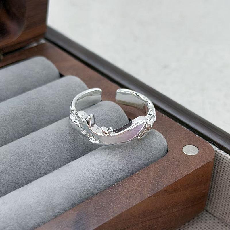 

Atlantis Whale Enamel Gradual Change Opening Ring Niche High Sense Cold Wind Couple Ring Woman Adjustable opening