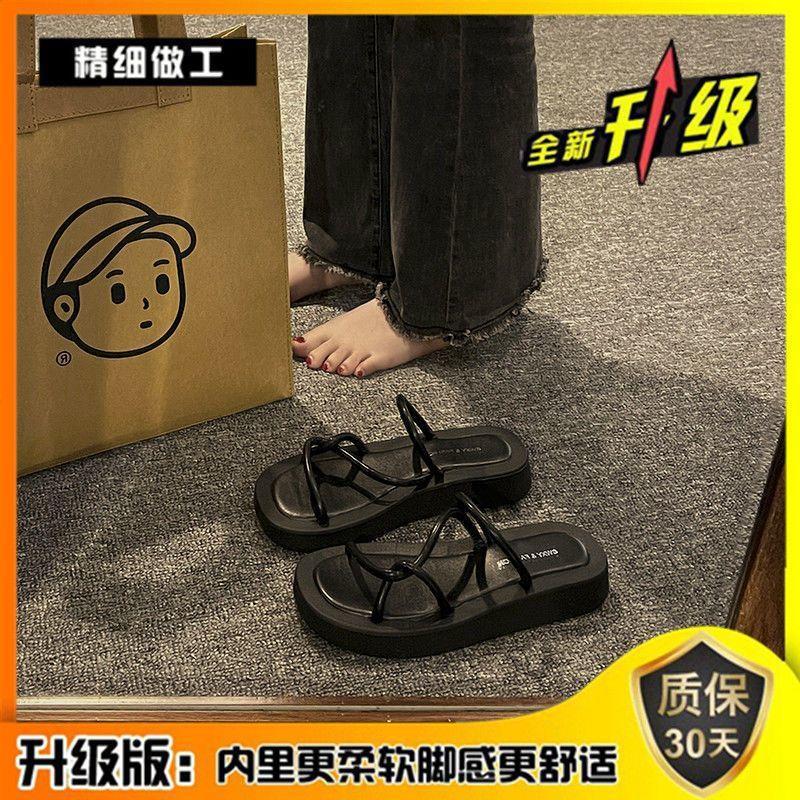 

Женские летние шлепанцы на ремешках в римском стиле 2025 новинка супер огонь инс трендовые с открытым носком на плоской подошве дизайн интернет-знаменитости крутые шлепанцы 35