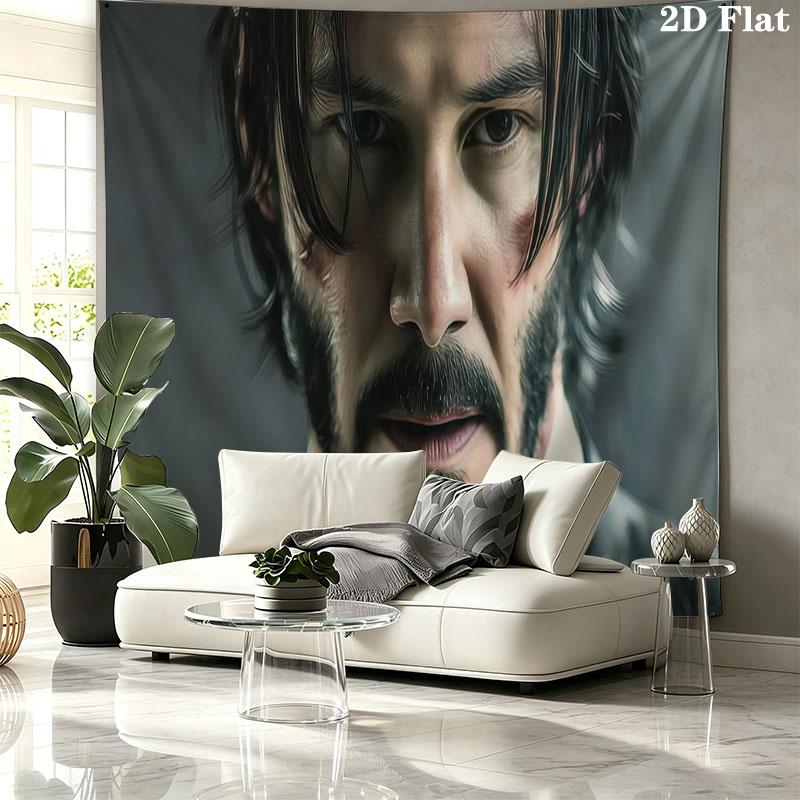 Keanu Reeves Wall Tapestry, Aesthetic Printed Fabric Blanket, Suitable for Bedroom, Living Room, and Home Decor.