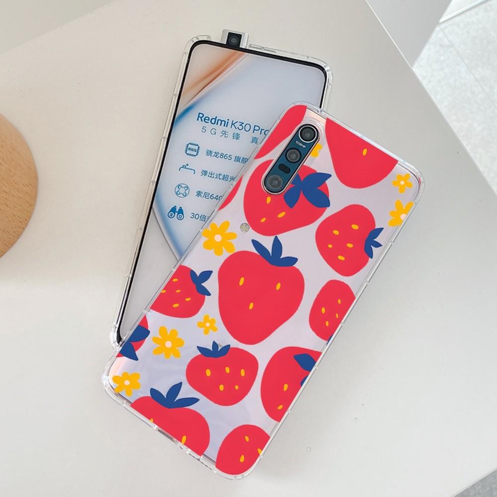 Cute Strawberry Phone Case For Samsung S 20 21 22 23 for Redmi Note7 8 9 10 for Huawei P20 30 40 Clear Case