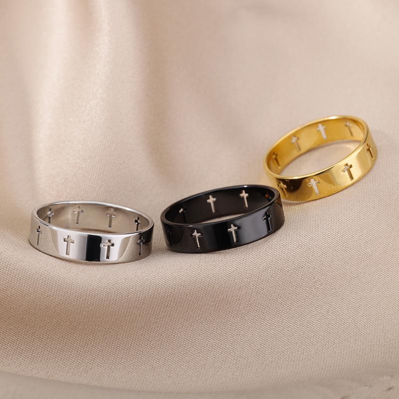 Buy Fashion Cross Rings for Women Men Hip Hop Punk Style Rings Couple ...