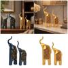 Decorative Elephant Figures, Two-Piece Sculptural Pair with Ornate Lifted-Nose Design for Office and Living Room Styling