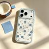 Blue and white flowers are suitable for Apple 17/16 Pro contrasting color mobile phone case, anti-drop iPhone15 niche spring Huawei women