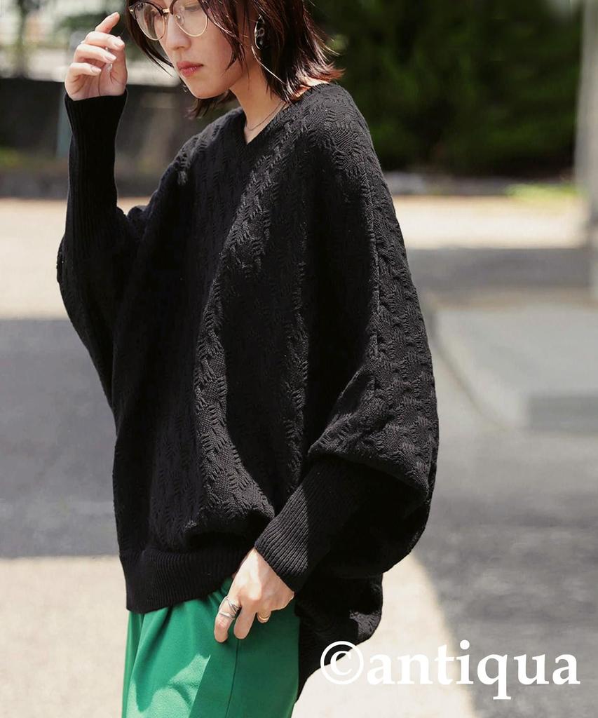 antiqua Dolman Knit Long One Size Black Women's Top, Sleeve, PYA-00018, 05,