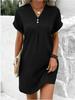 Elegant 2025 Women's V-Neck Solid Color Casual Button Dress