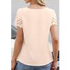 Dames Mode Casual Kleur V-hals Uitgesneden Kant Korte Mouwen Top Korte Mouwen Top