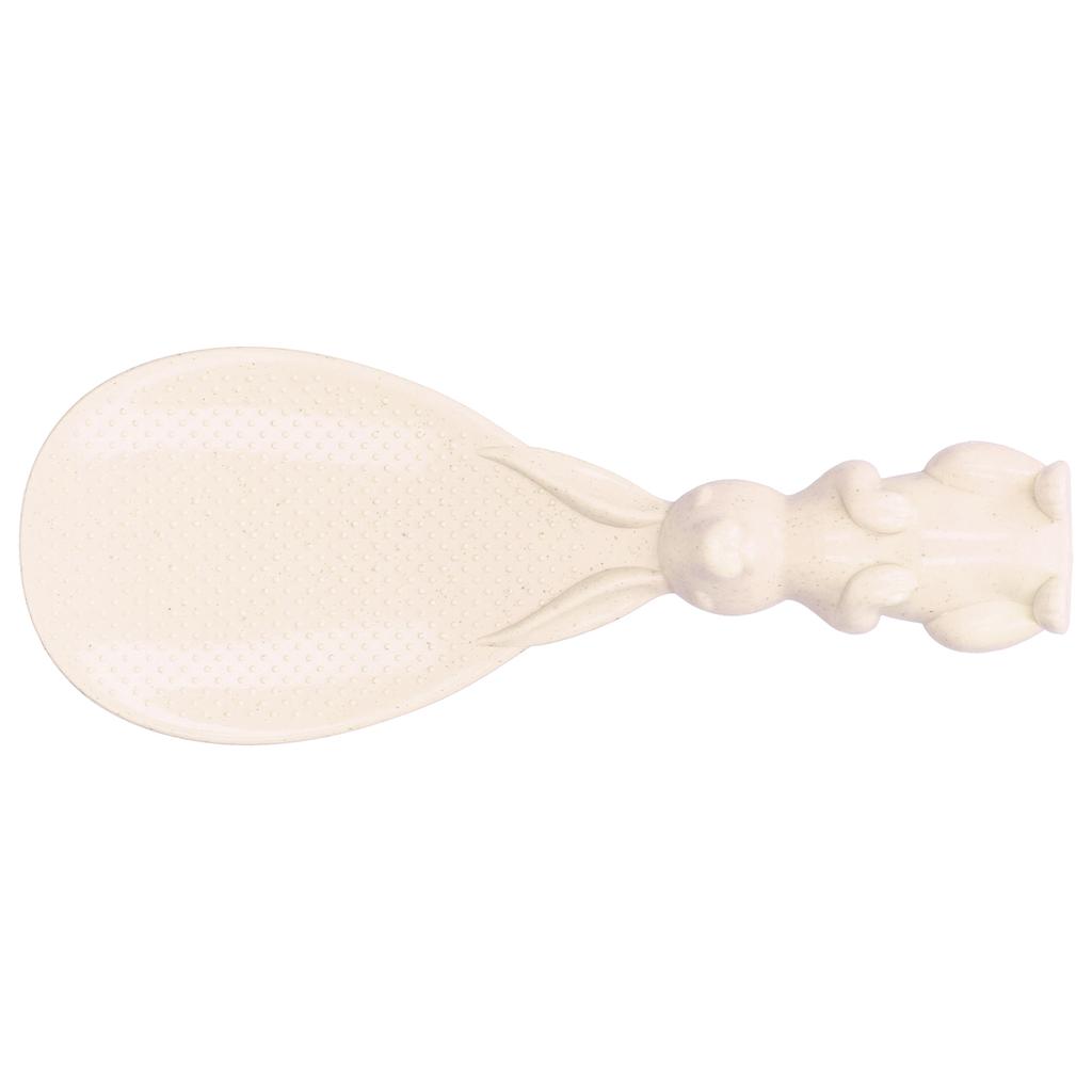 Cute Bunny Non Stick Rice Spoon Threedimensional Standable Rabbit Rice Scoop for Rice Cooker(Beige )
