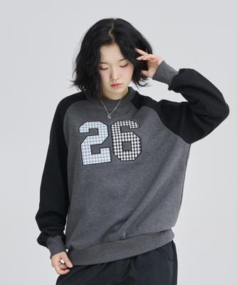 AWESOME STUDIO 26 Patch Embroidered Raglan Sweatshirt Charcoal