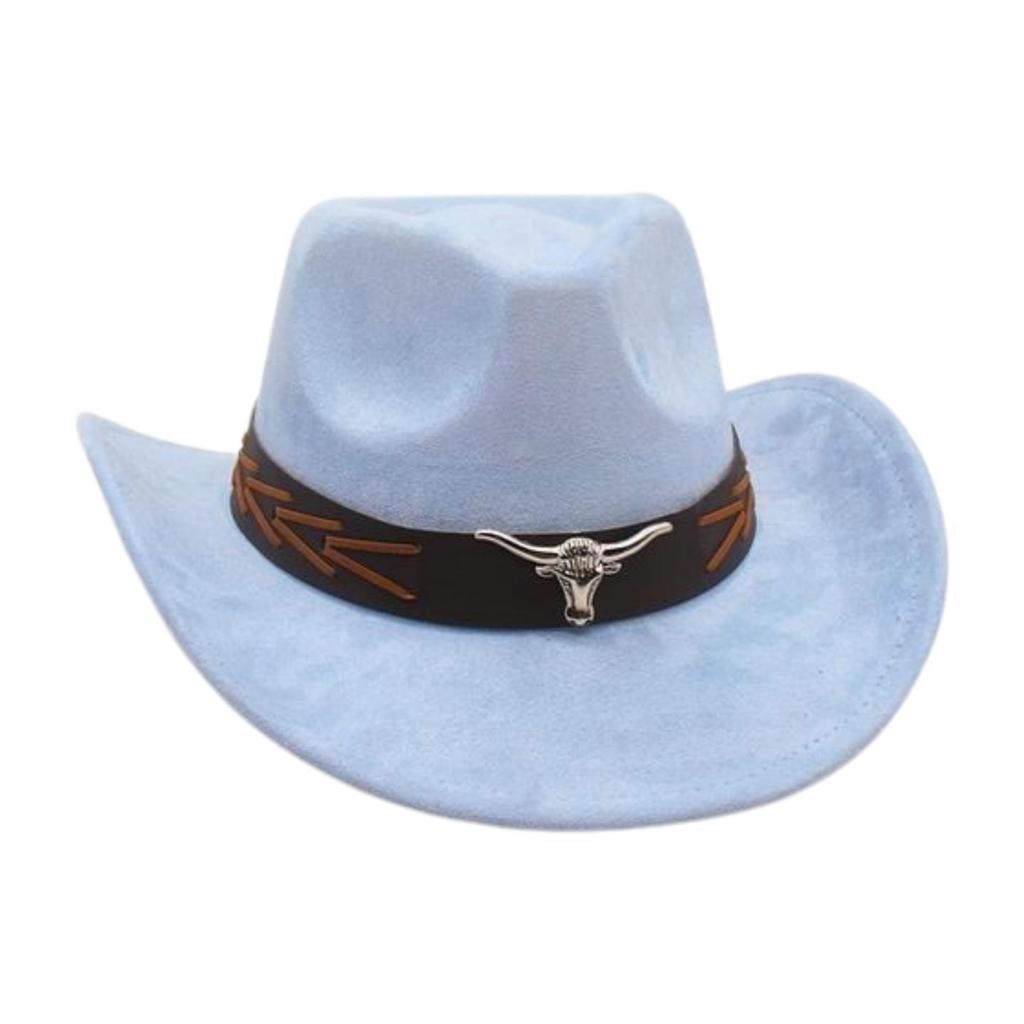 Ethnic Style Brown Cow Head Suede Top Hat Western Cowboy Hat Stage Jazz Hat