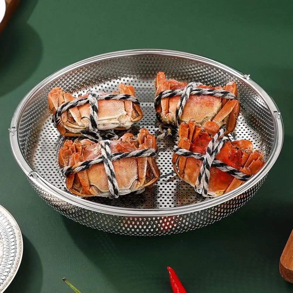 Stainless Steel Food Steamer Basket Pressure Cooker Steamer Basket With Handle Steaming Grid Drain Drainer Cooking Utensils