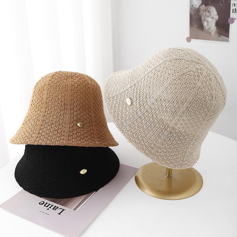 Women's Knitted Bucket Sun Hat Breathable Hollow Out Design For Summer Beach & Travel Simple