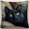 1pc Vintage Black Cat Throw Pillow Cover, Soft and Smooth-touch Polyester Short Plush Fabric, Single-sided Printed Pattern, Machine Washable, Zipper C
