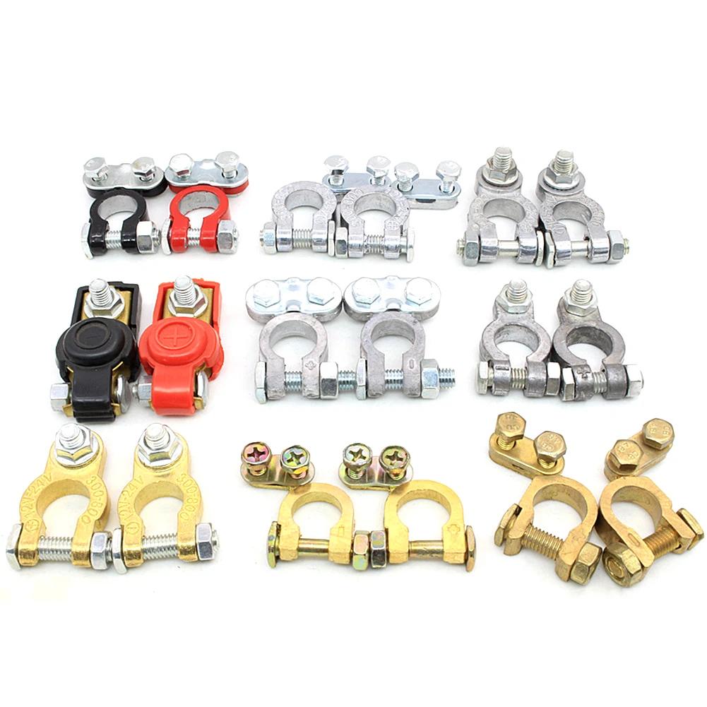 1Pair Car Battery Terminal Clamps Adjustable Conductive Caps Heavy Duty Stud Type Cable Positive Negative Motorcycle Boat Car