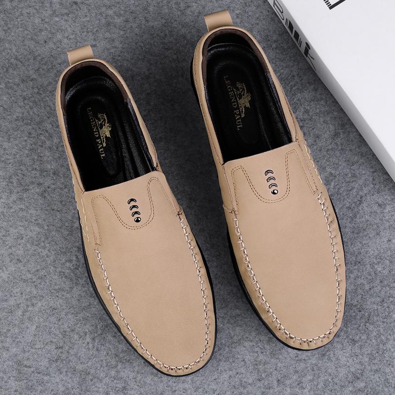 Genuine Leather Men Casual Shoes Luxury Brand Soft Mens Loafers Handmade Moccasins Comfy Slip On Driving Shoes Outdoor Walk Flat