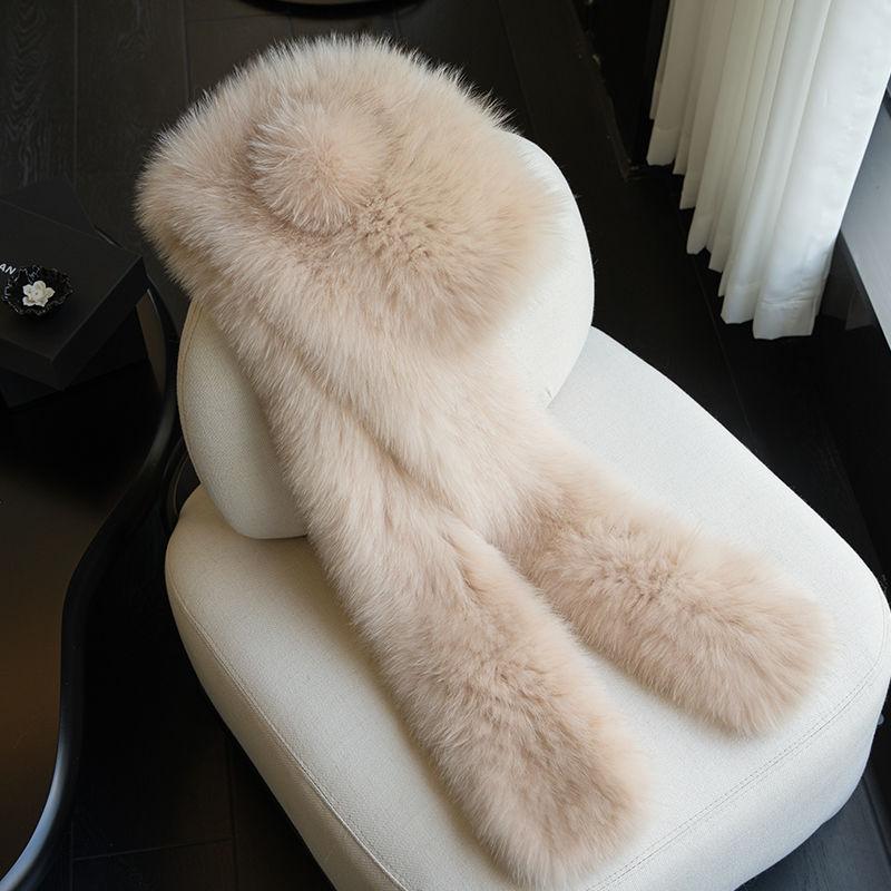 Cute Bear Imitation Fox Hair Hat Scarf Gloves Three-piece Set Fur Snow Hat Women's Winter Warm Scarf