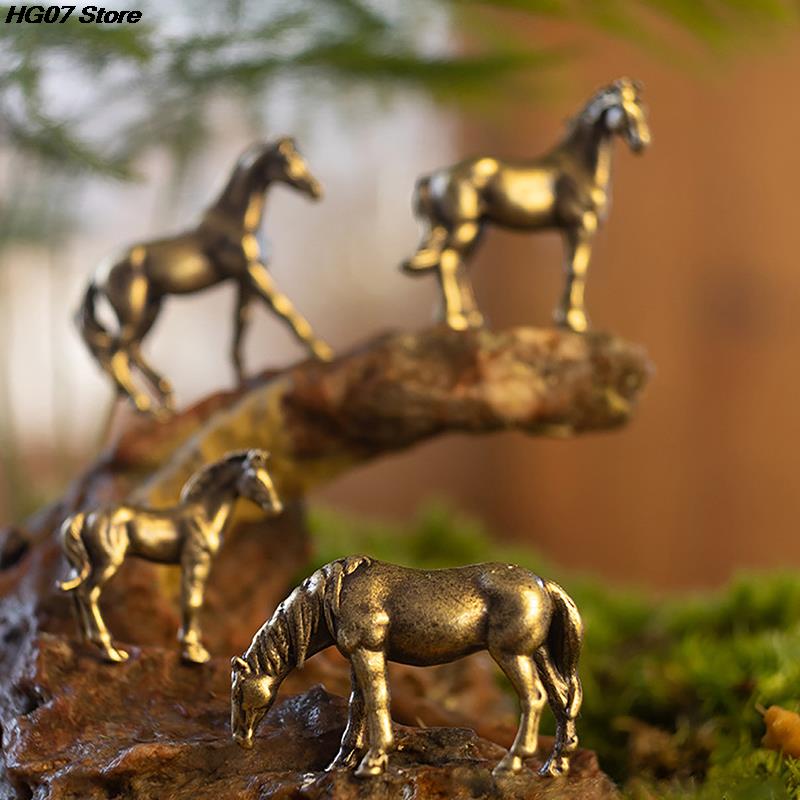 Statuette in ottone massiccio con coda lunga, miniature, ornamenti Feng Shui, animali dello zodiaco in rame, mini decorazioni da tavolo, artigianato