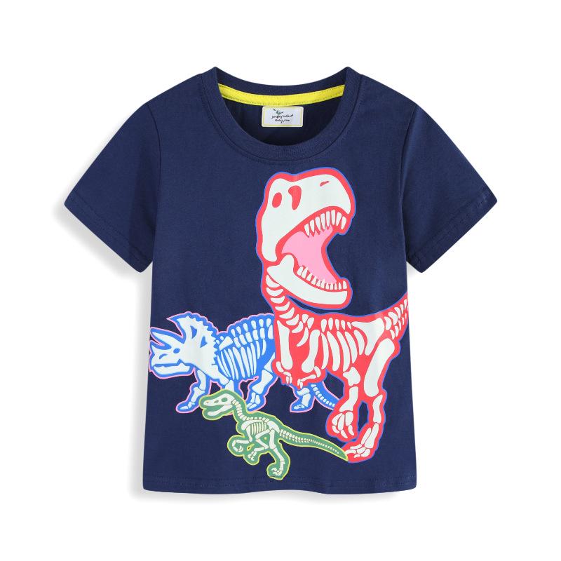 

Boys 2026 Summer Luminous Dinosaur T-shirt - Short Sleeves, Children s Style 2T height 80-90 cm