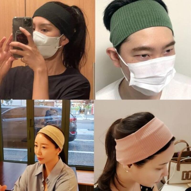 Хлопковая широкая повязка для волос с ягодами годжи Deep gray