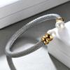 Simple Personality Cable Pearl Titanium Steel Bracelet Titanium Steel Accessories Two-Color Electroplated Women