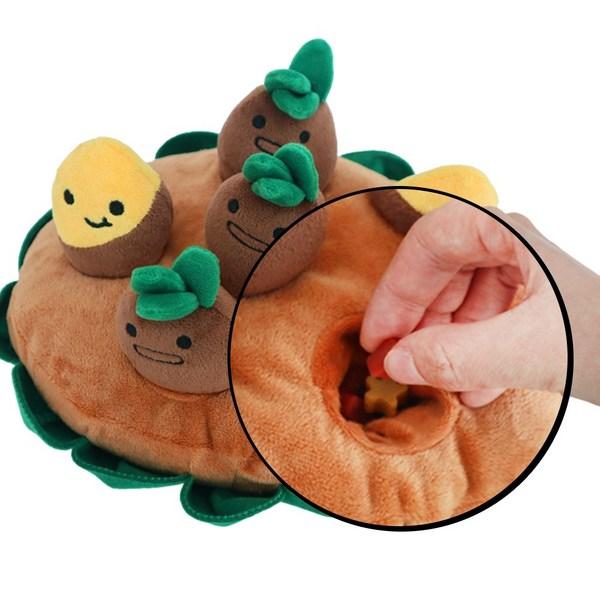 Kuishi Carrot Field Sweet Potato Field Nose Work Squeaky Rustle Pocket Toy, 1 Piece, Mixed Colors