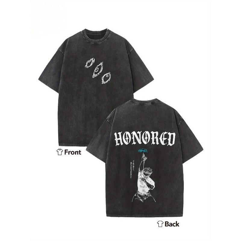 

European sizes Men S T-Shirt Made of Washed, Featuring a Retro Design. It Includes Printed Patterns And a Round Neck with Letter Prints S