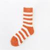 Autumn and winter women's striped coral fleece medium tube socks thickened thermal home floor socks women