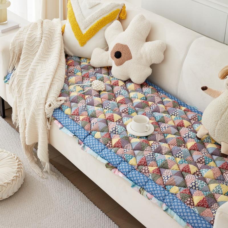 Cream Style Sofa Cushion Non-Slip Four Seasons Universal Thickened Cotton Sofa Cover Cloth Internet Celebrity Window Sill Cushion