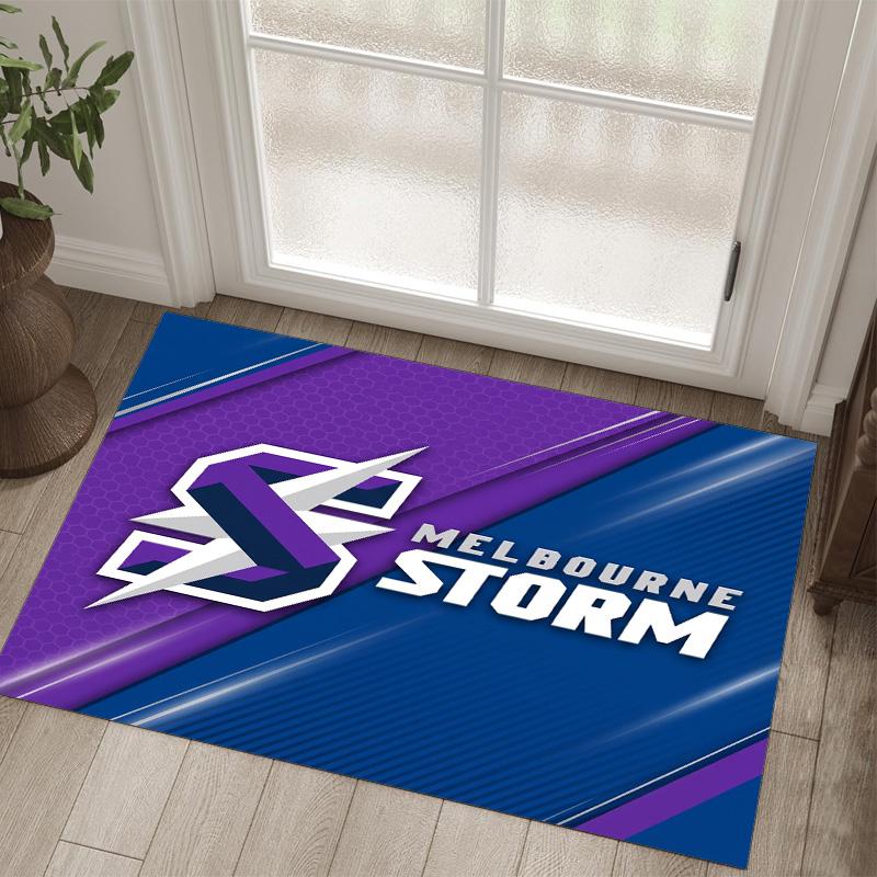 Melbourne Storm Design Crystal Velvet Carpet Cozy Non?Slip Printed Rug For Bedroom Living Room Entrance