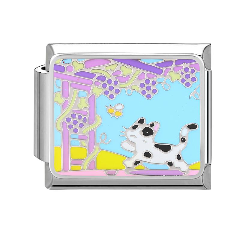 Fashion Colorful Y2K Animal Series Cat Dog Italian Charm Beads Fit 9MM Stainless Steel Bracelets Gifts Women Jewelry DIY Making