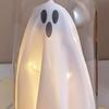 Light Up Ghost In Plastic Cloche Night Light Halloween Glowing Lamp Party Decoration Home Holiday Haunted House Horror Props