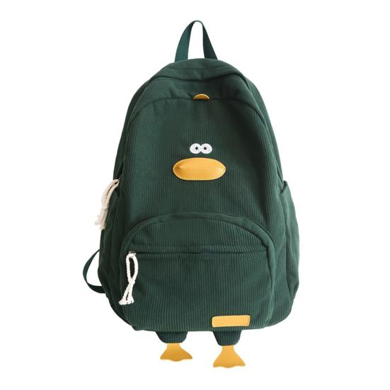 Duck Shape Corduroy Backpack Spacious Interior Wallets Cell Phones Laptop Bag Multipurpose Travel Bag