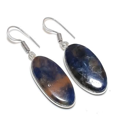 Sodalit Drahokam 925 Sterling Silver Šperk Náušnice 1,81"