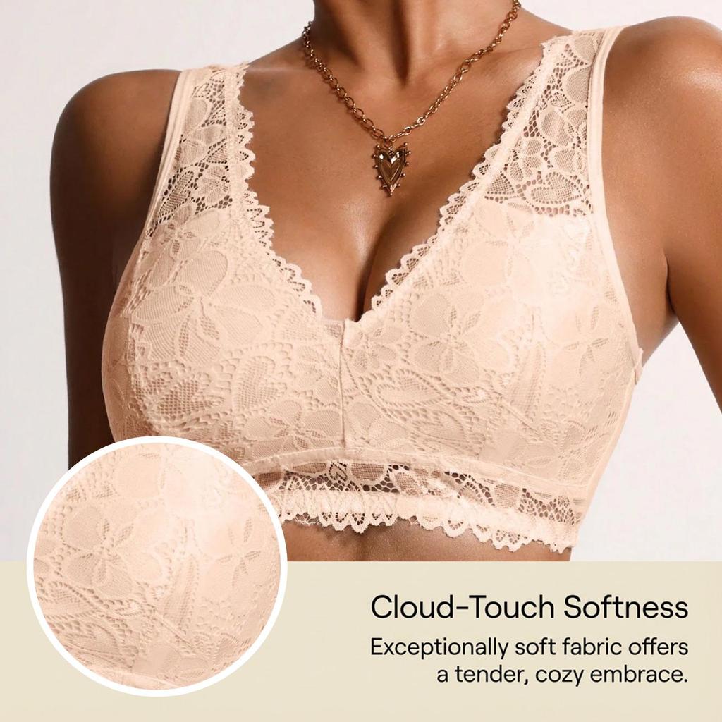 Zeriluna Lace V-neck Push-up Bra: Sexy, Skin-friendly, Breathable, Seamless, Comfortable, Fashionable Design with Beautiful Back.