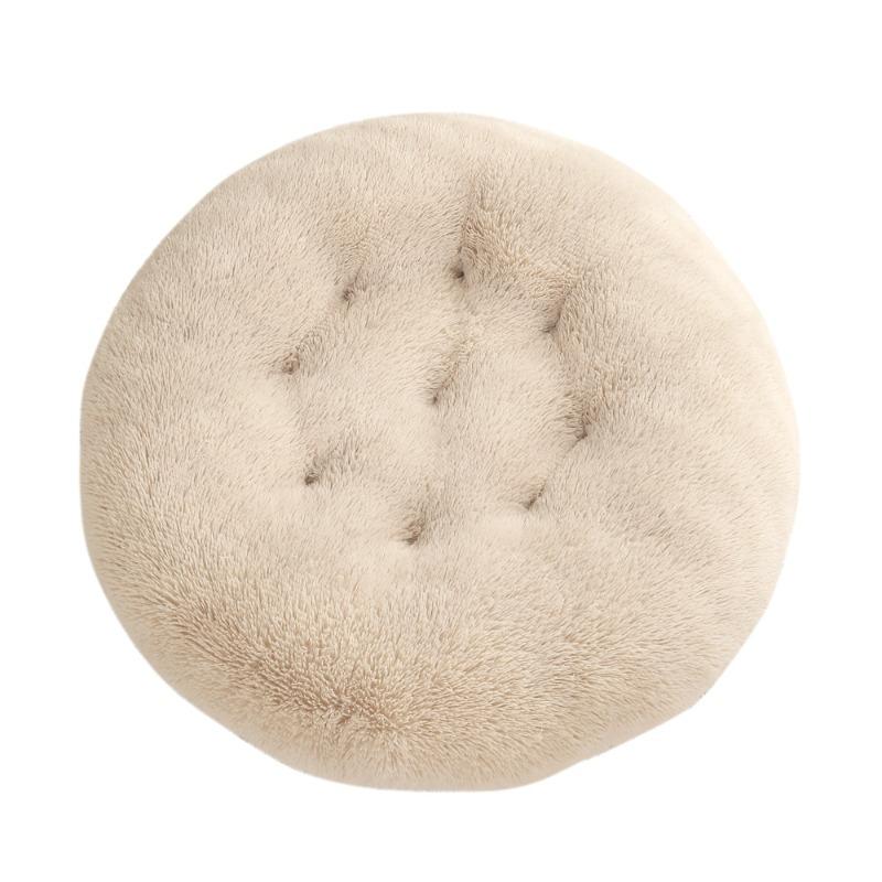 Round Plush Pet Bed - Winter Warm Fluffy Dog Cat Bed Cushion Soft Cozy Sleeping Mat for Kennel Crate Home Decor